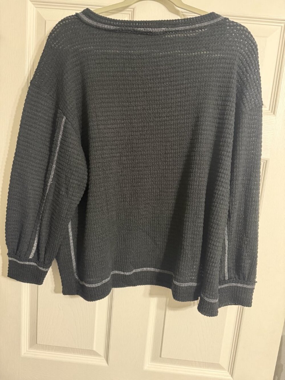 Zenana Women's Slub Knit Long-Sleeve Top Black - L/XL - Picture 3 of 4